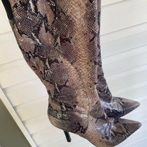Nine West faux snake skin calf-length boots